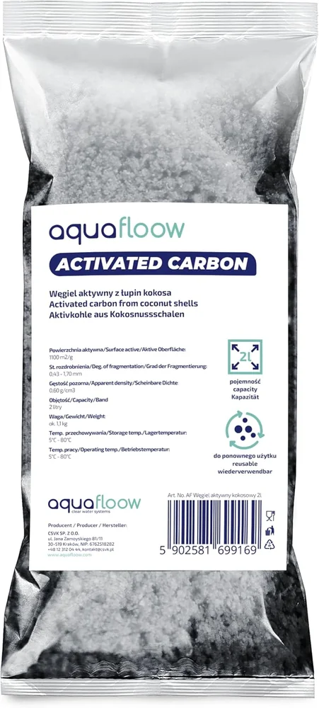 Bolsa de carbón activo granulado de cáscara de coco aqua flow